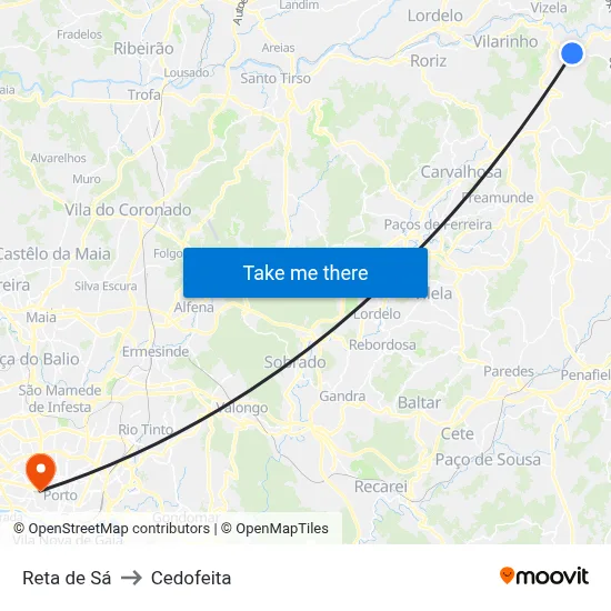 Reta de Sá to Cedofeita map