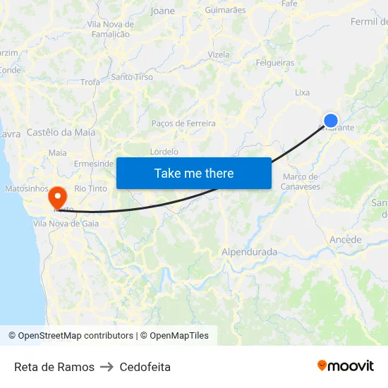 Reta de Ramos to Cedofeita map