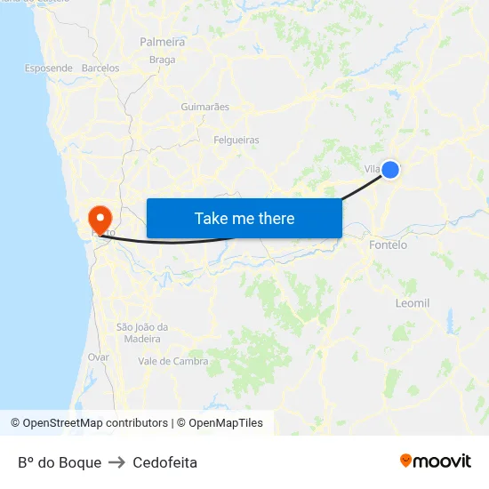 Bº do Boque to Cedofeita map