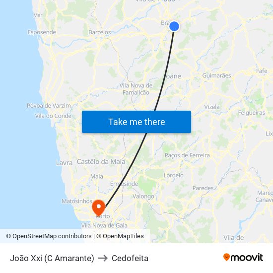 João Xxi (C Amarante) to Cedofeita map