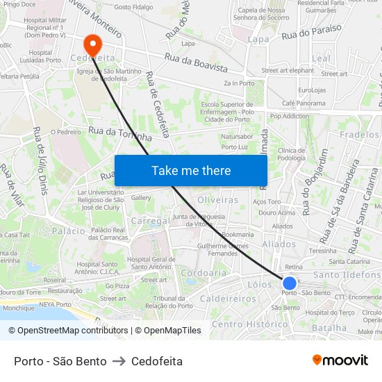 Porto - São Bento to Cedofeita map