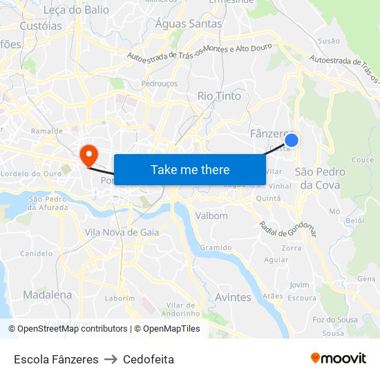 Fânzeres (Escola) to Cedofeita map