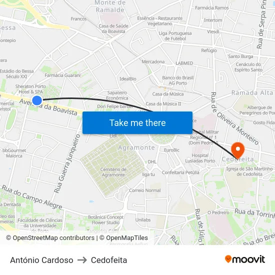 António Cardoso to Cedofeita map