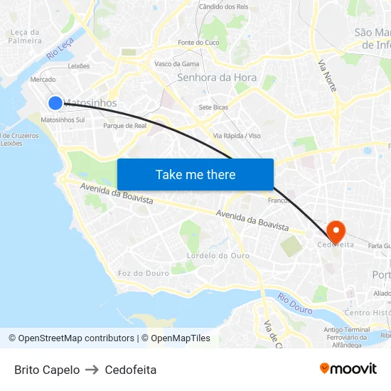 Brito Capelo to Cedofeita map