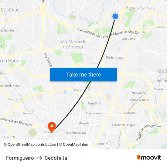 Formigueiro to Cedofeita map