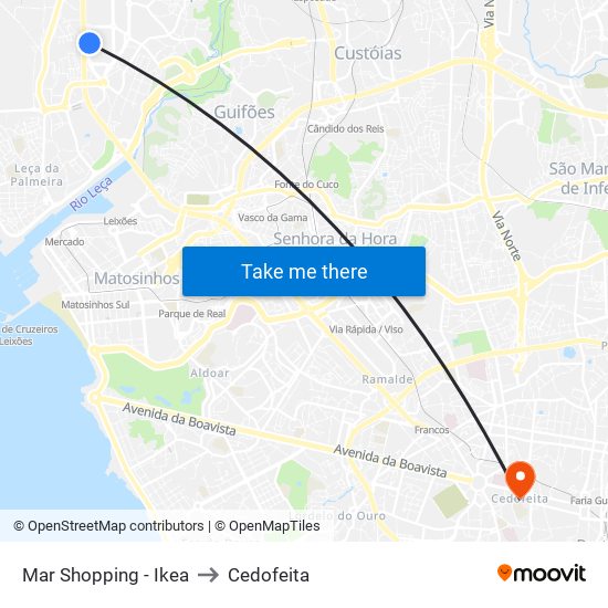 Mar Shopping - Ikea to Cedofeita map