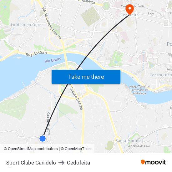 Sport Clube Canidelo to Cedofeita map