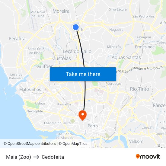 Maia (Zoo) to Cedofeita map