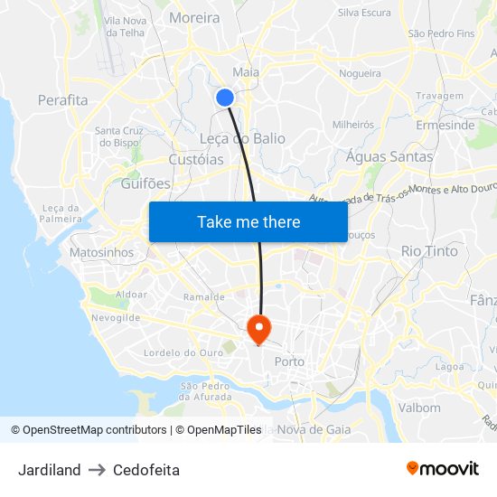 Jardiland to Cedofeita map
