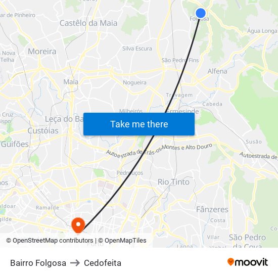 Bairro Folgosa to Cedofeita map
