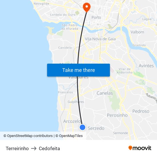 Terreirinho to Cedofeita map