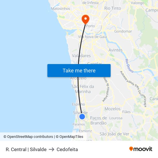 R. Central | Silvalde to Cedofeita map