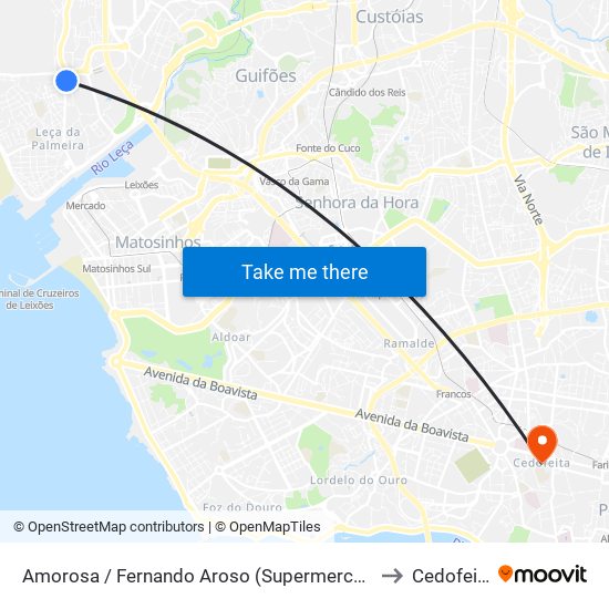 Amorosa / Fernando Aroso (Supermercado) to Cedofeita map