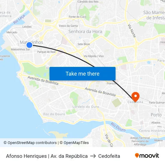 Afonso Henriques | Av. da República to Cedofeita map