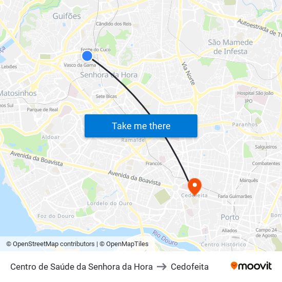 Centro de Saúde SRa Hora to Cedofeita map