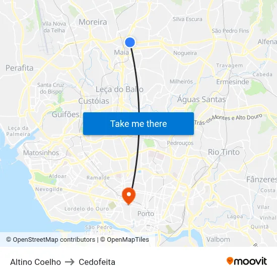 Altino Coelho to Cedofeita map
