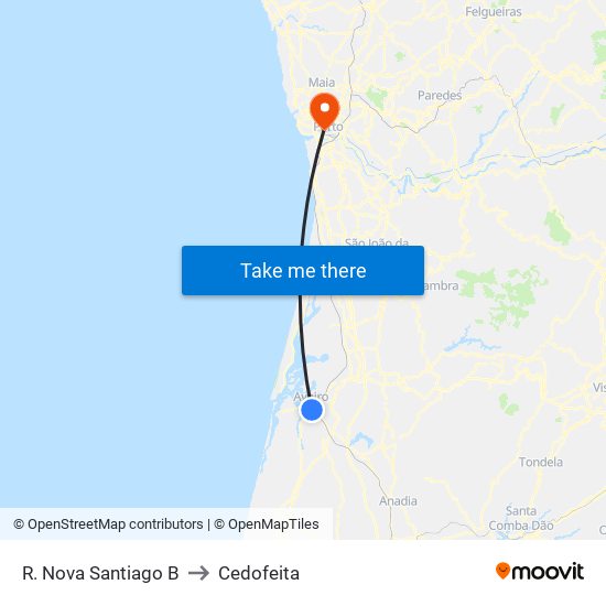 R. Nova Santiago B to Cedofeita map