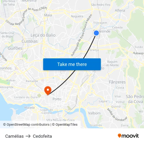 Camélias to Cedofeita map