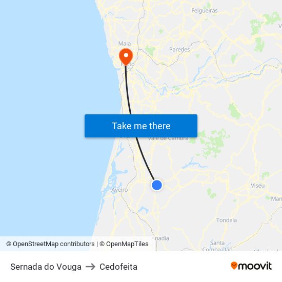 Sernada do Vouga to Cedofeita map