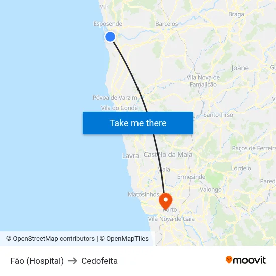 Fão (Hospital) to Cedofeita map