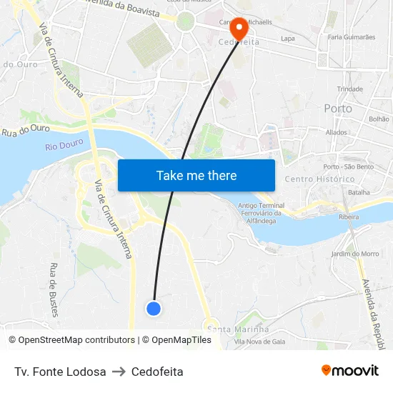 Tv. Fonte Lodosa to Cedofeita map