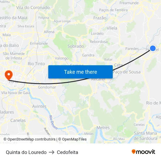 Quinta do Louredo to Cedofeita map