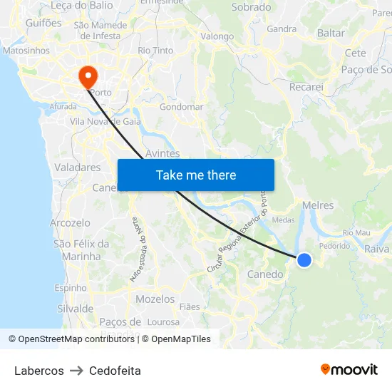 Labercos to Cedofeita map