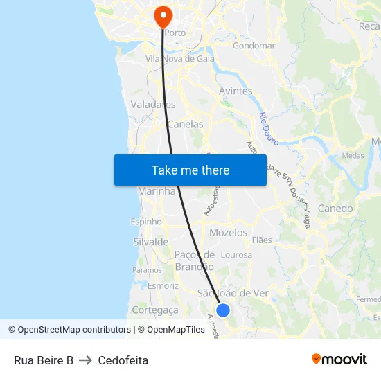 Rua Beire B to Cedofeita map