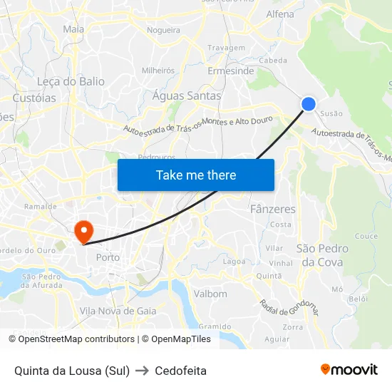 Quinta da Lousa (Sul) to Cedofeita map