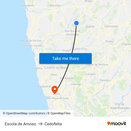Escola de Arnoso to Cedofeita map