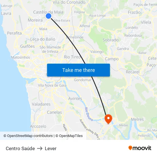 Centro Saúde to Lever map