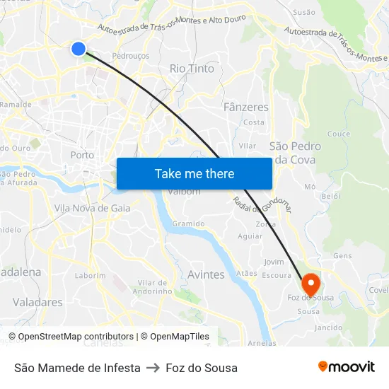 São Mamede de Infesta to Foz do Sousa map