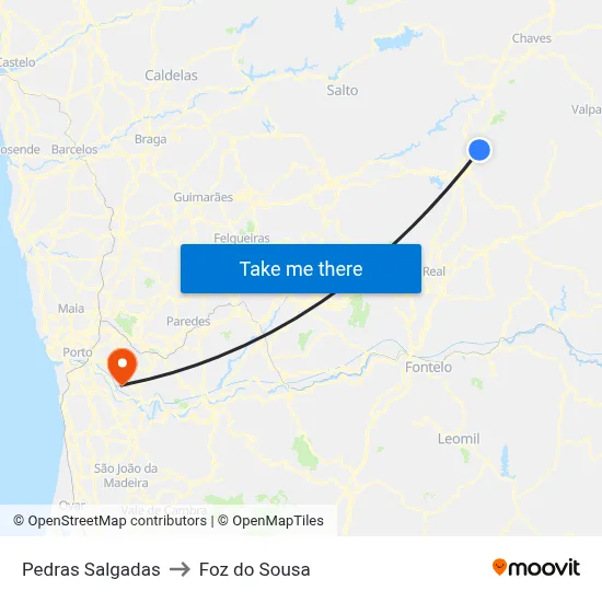 Pedras Salgadas to Foz do Sousa map