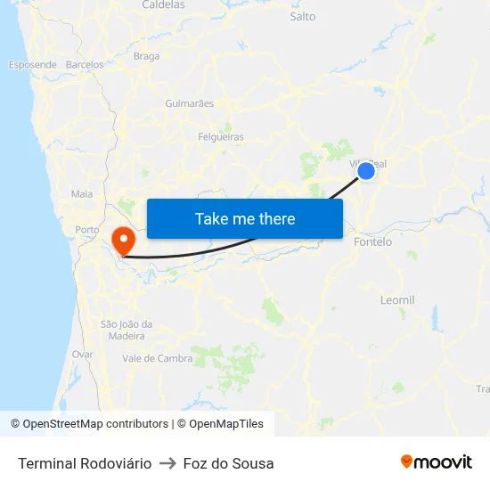 Terminal Rodoviário to Foz do Sousa map