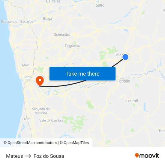 Mateus to Foz do Sousa map