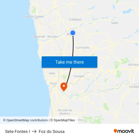 Sete Fontes I to Foz do Sousa map