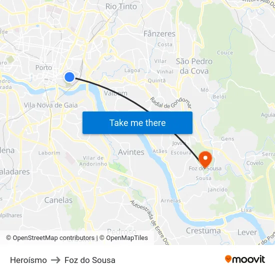 Heroísmo to Foz do Sousa map