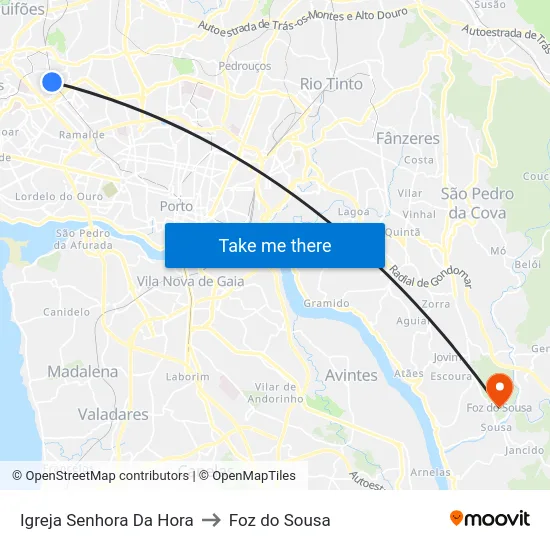 Igreja Senhora Da Hora to Foz do Sousa map