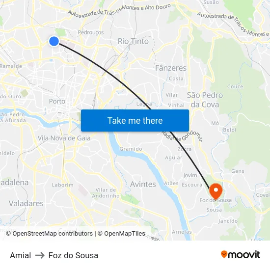 Amial to Foz do Sousa map