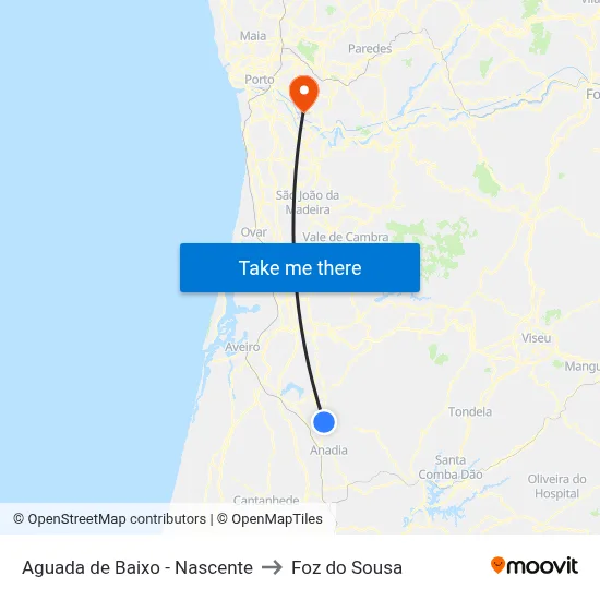 Aguada de Baixo - Nascente to Foz do Sousa map