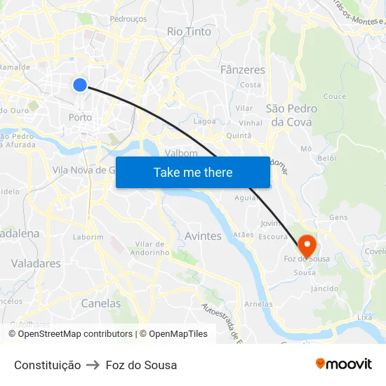 Constituição to Foz do Sousa map