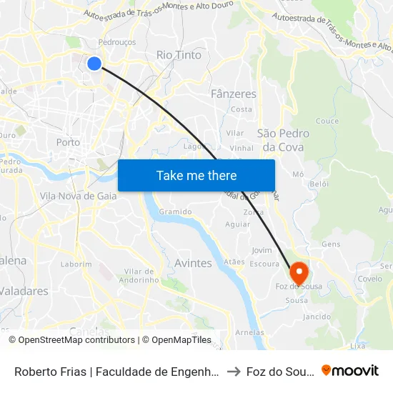 Roberto Frias | Faculdade de Engenharia to Foz do Sousa map