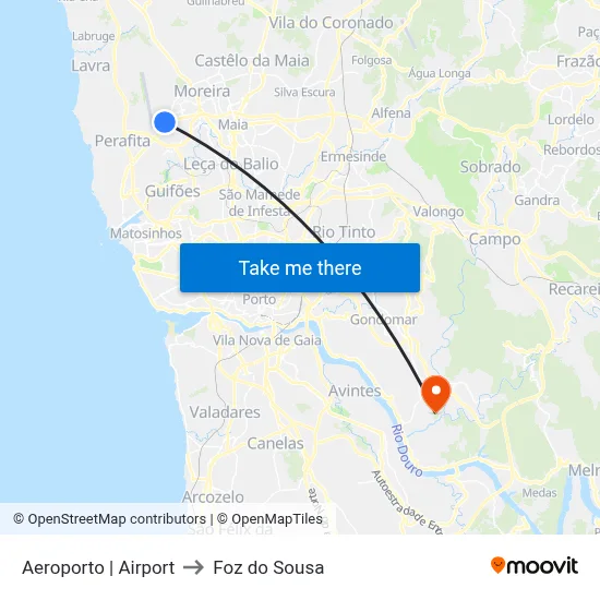Aeroporto | Airport to Foz do Sousa map