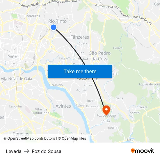 Levada to Foz do Sousa map