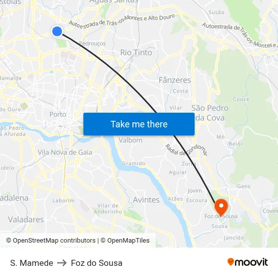 S. Mamede to Foz do Sousa map