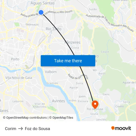 Corim to Foz do Sousa map
