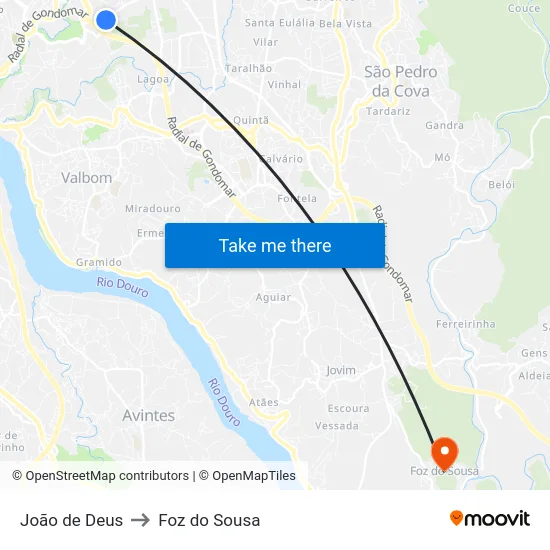 João de Deus to Foz do Sousa map