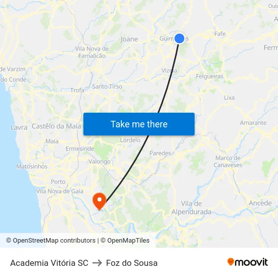 Academia Vitória SC to Foz do Sousa map