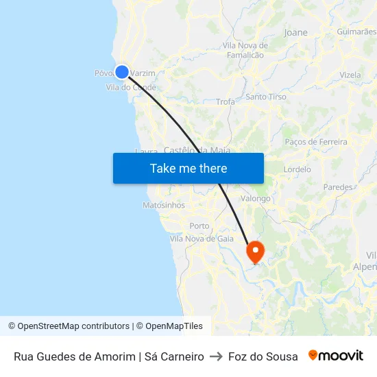 Rua Guedes de Amorim | Sá Carneiro to Foz do Sousa map