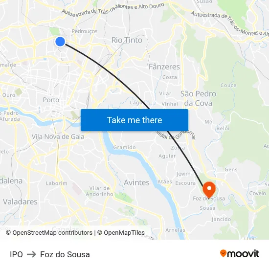 IPO to Foz do Sousa map